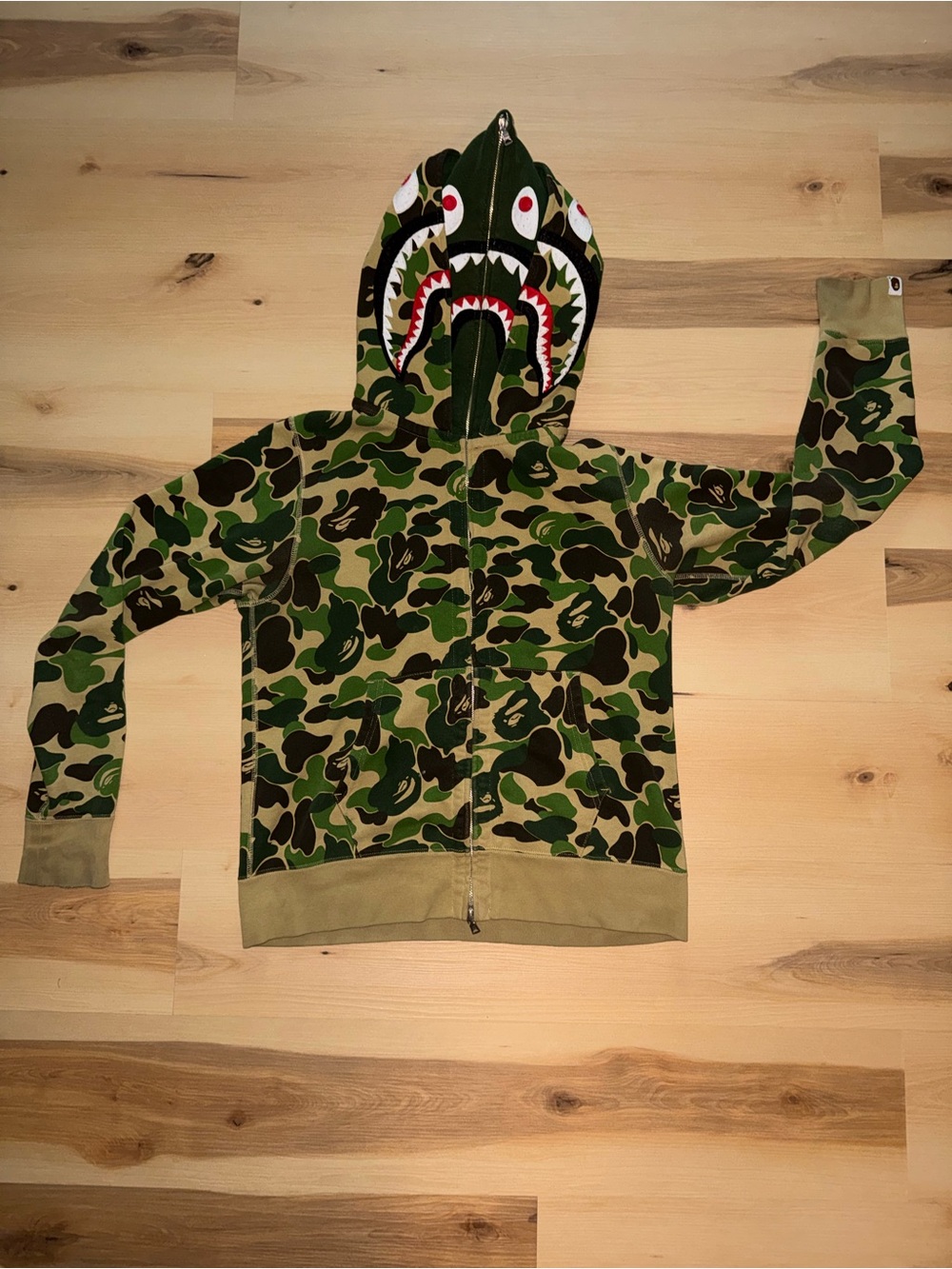 BAPE Double Shark Full Zip Hoodie ABC Camo Green